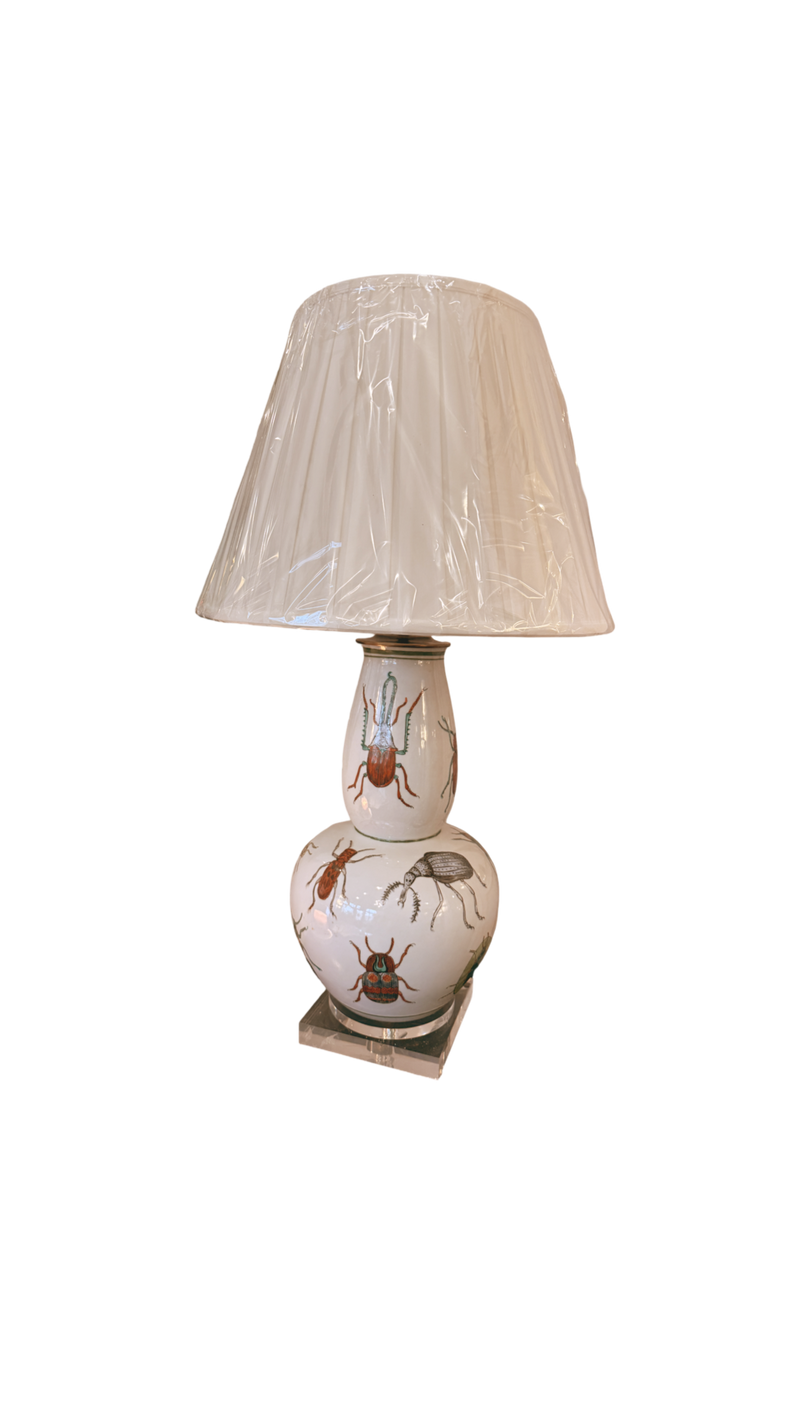 Porcelain Table Lamp Decorated with Insects