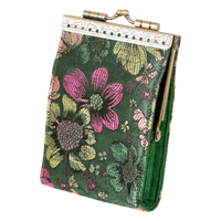 Green & Pink Floral Brocade RFID Card Holder