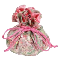 Abstract Pattern Brocade Jewelry Pouch: Light Green & Pink