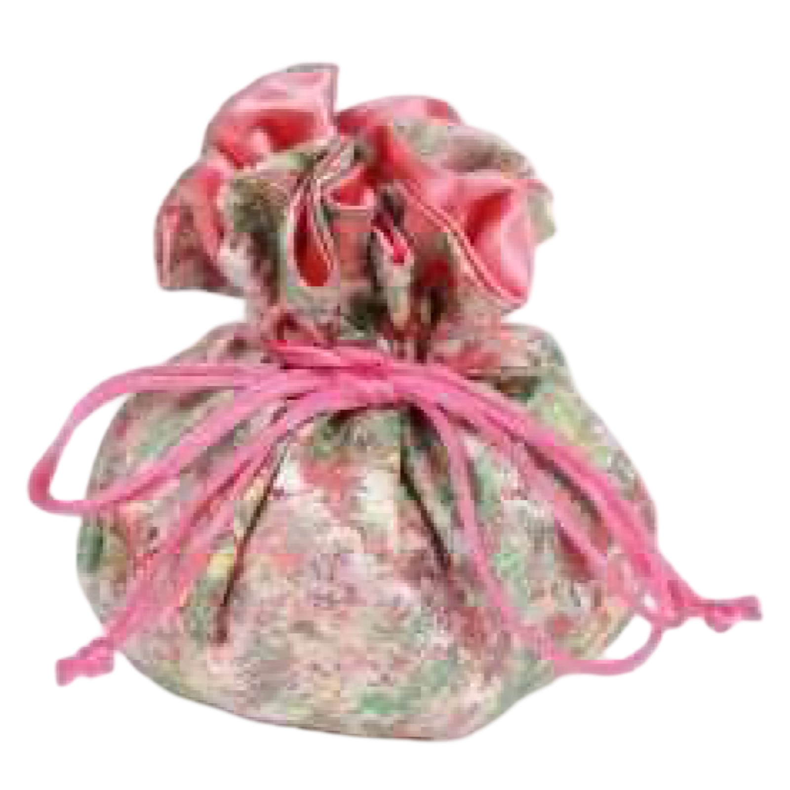 Abstract Pattern Brocade Jewelry Pouch: Light Green & Pink