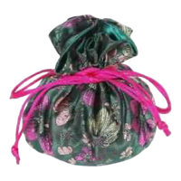 Green Bamboo & Floral Brocade Jewelry Pouch