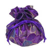 Purple & Blue Seashell Brocade Jewelry Pouch