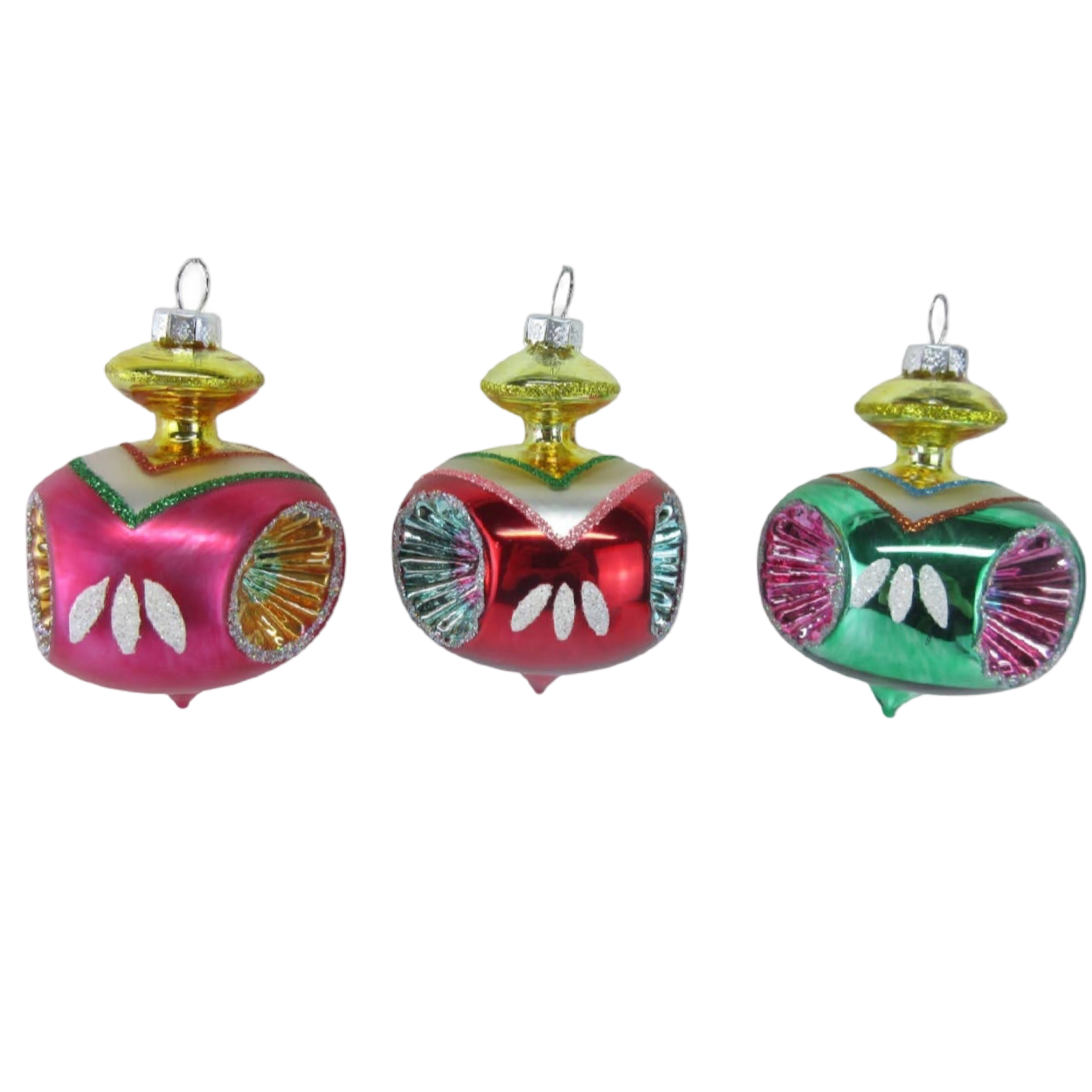 December Diamonds Vintage Spinning Top Ornaments, Set of 3