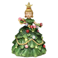 December Diamonds Holly & Jolly Vintage Christmas Tree Girl, 8 Inch