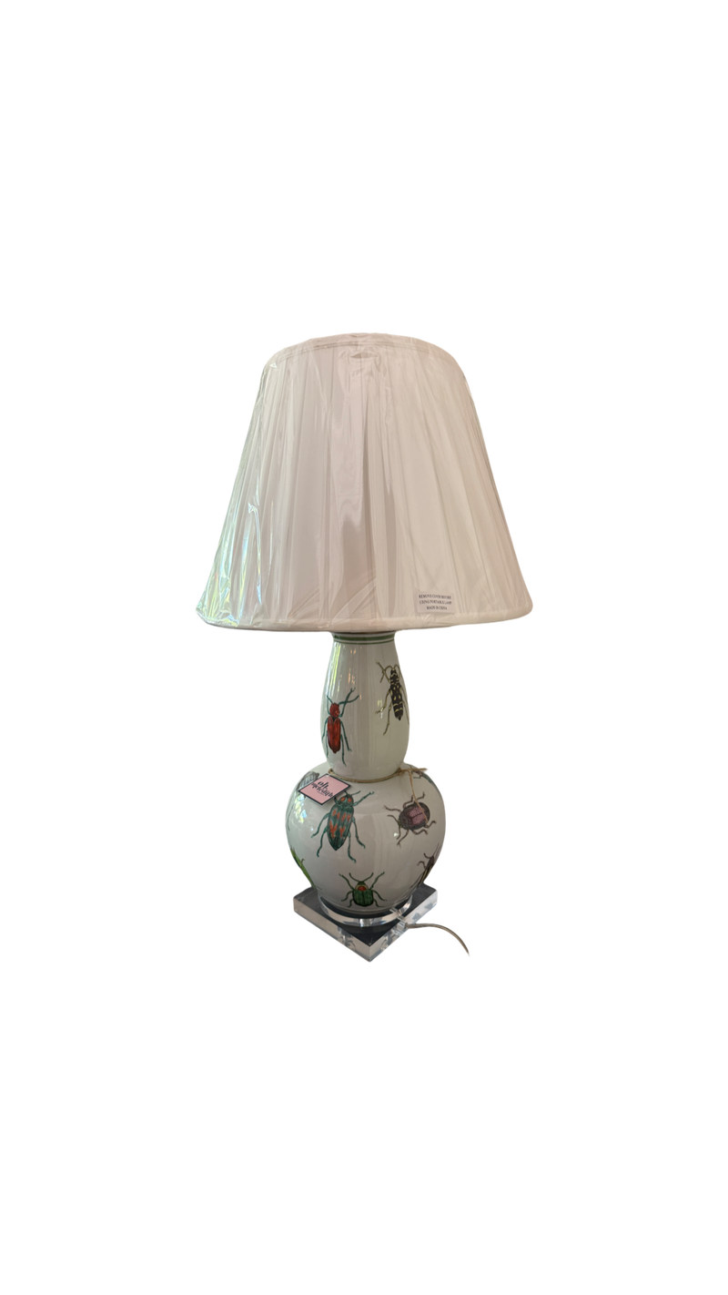 Porcelain Table Lamp Decorated with Insects