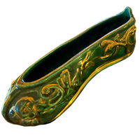 Vintage Emerald Green Porcelain Slipper with Gilt Floral Detail | One of One