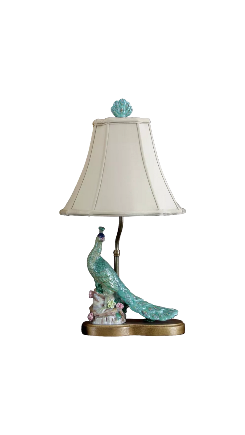 Porcelain Petite Peacock Table Lamp -22.5''H