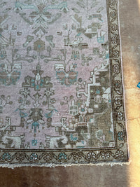Vintage Turkish Runner Rug | Faded Blush Pink & Turquoise | 2'9½" x 9'11"