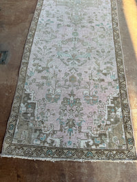 Vintage Turkish Runner Rug | Faded Blush Pink & Turquoise | 2'9½" x 9'11"