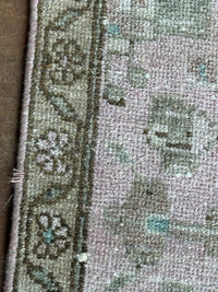 Vintage Turkish Runner Rug | Faded Blush Pink & Turquoise | 2'9½" x 9'11"