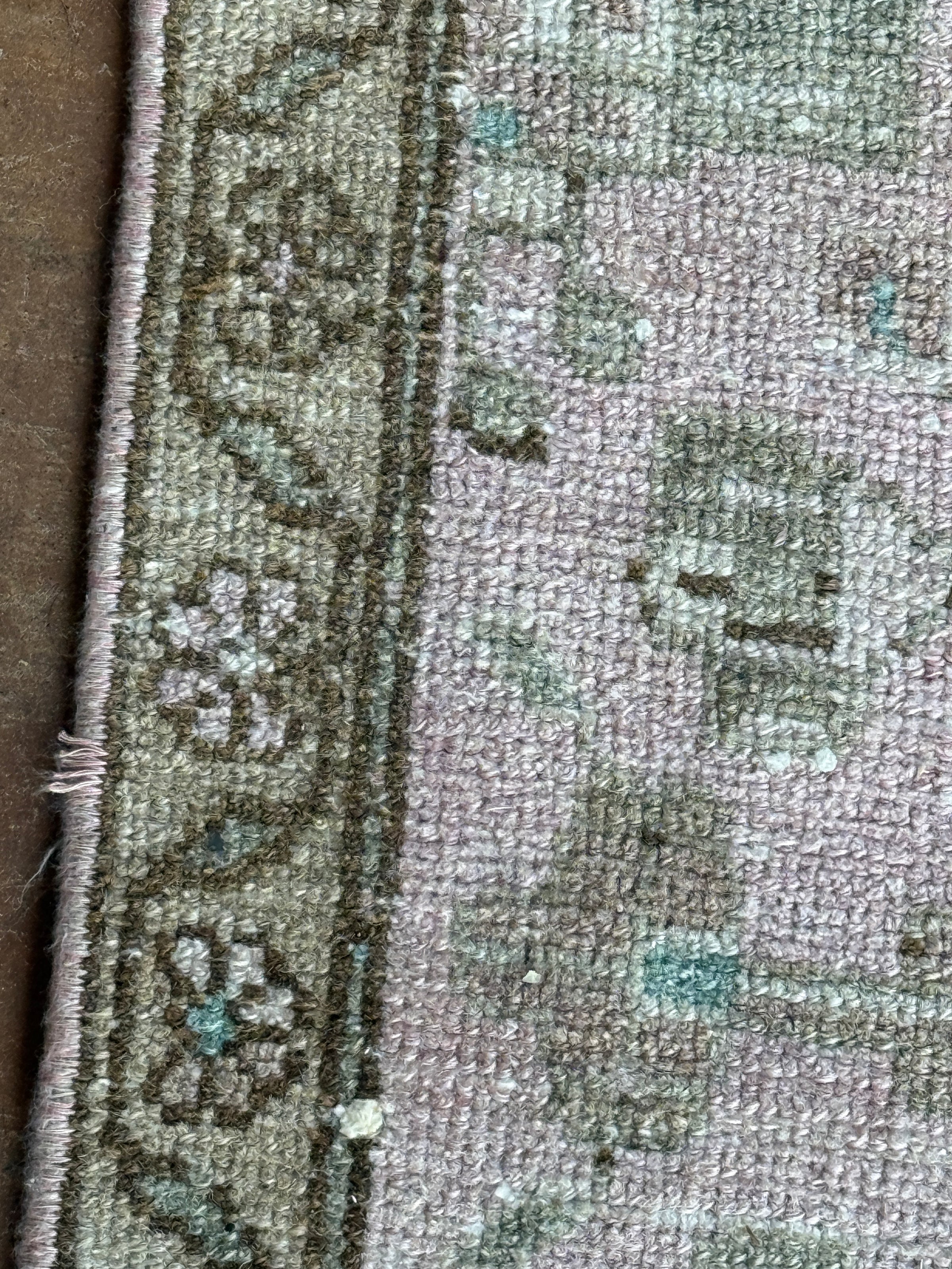 Vintage Turkish Runner Rug | Faded Blush Pink & Turquoise | 2'9½" x 9'11"