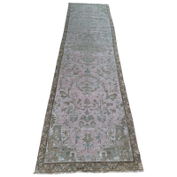 Vintage Turkish Runner Rug | Faded Blush Pink & Turquoise | 2'9½" x 9'11"