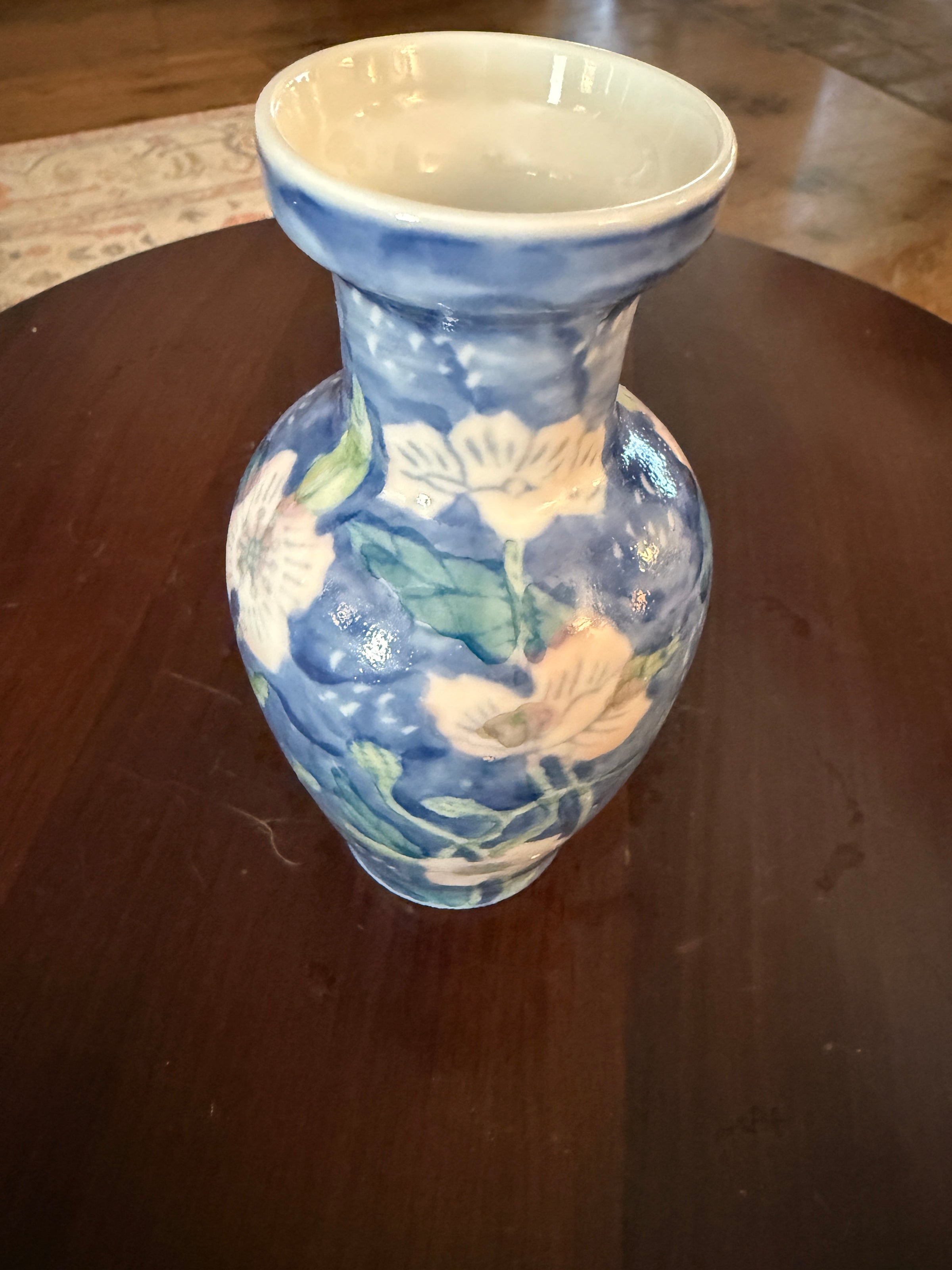 Vintage Petite Blue & White Floral Porcelain Vase