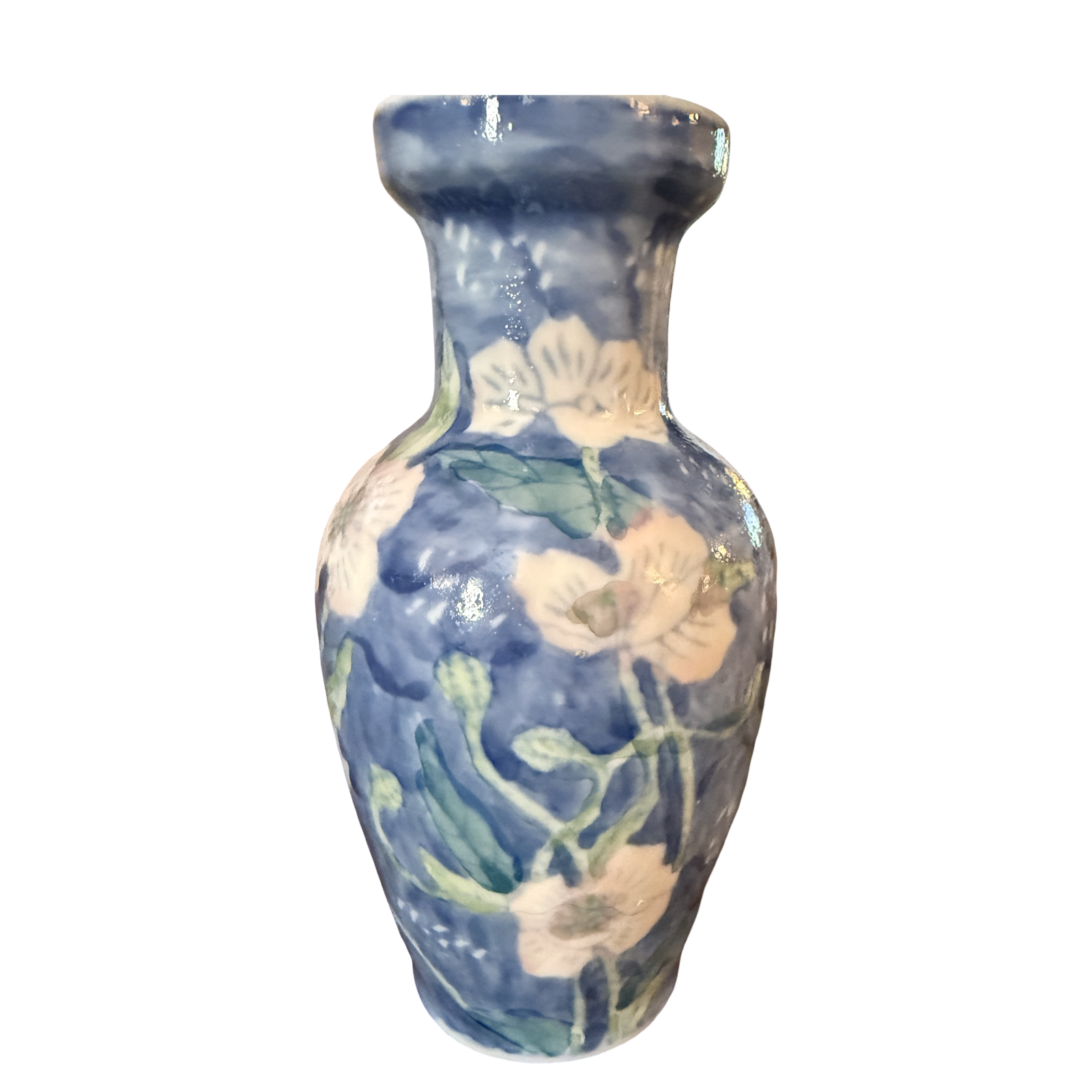 Vintage Petite Blue & White Floral Porcelain Vase
