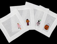 Vintage-Inspired Halloween Linen Cocktail Napkins | Set of 4