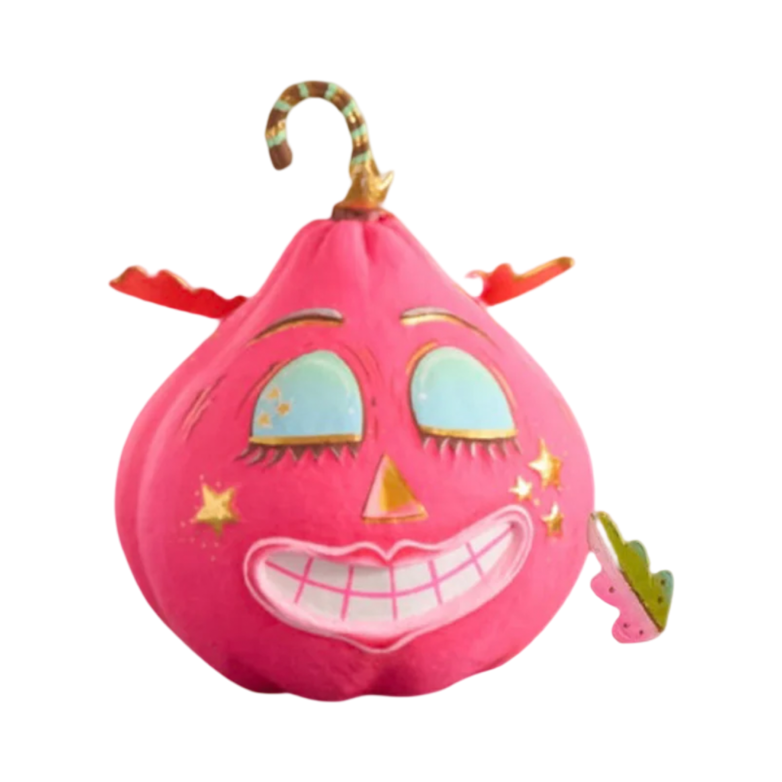 Glitterville Hot Pink Pumpkin Pixie | Handmade Papier-Mâché Halloween Decor