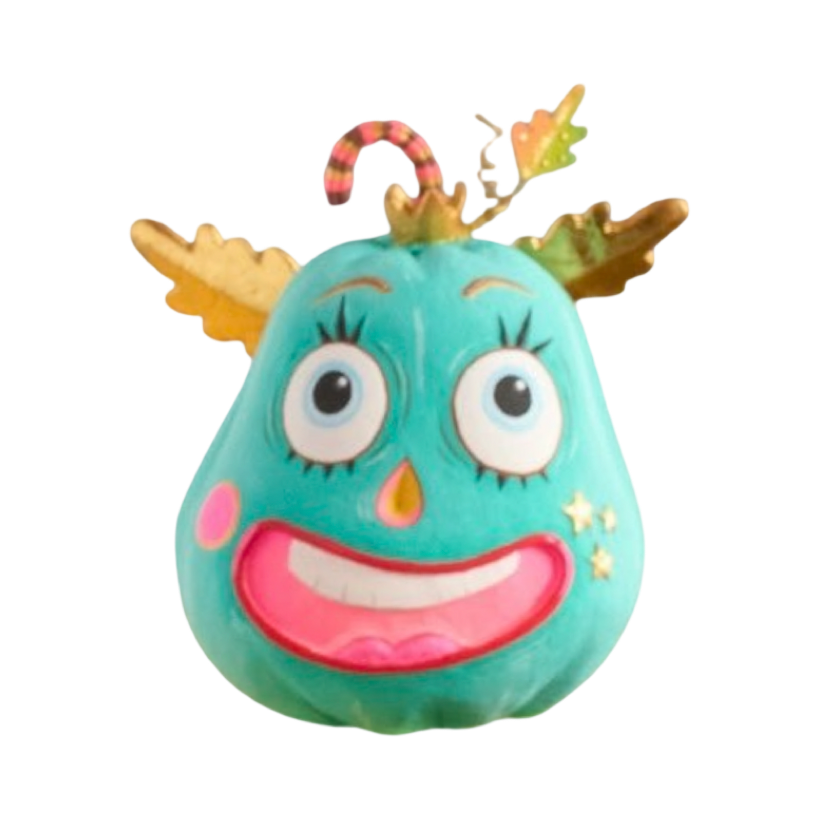 Glitterville Teal Pumpkin Pixie | Handmade Papier-Mâché Halloween Decor