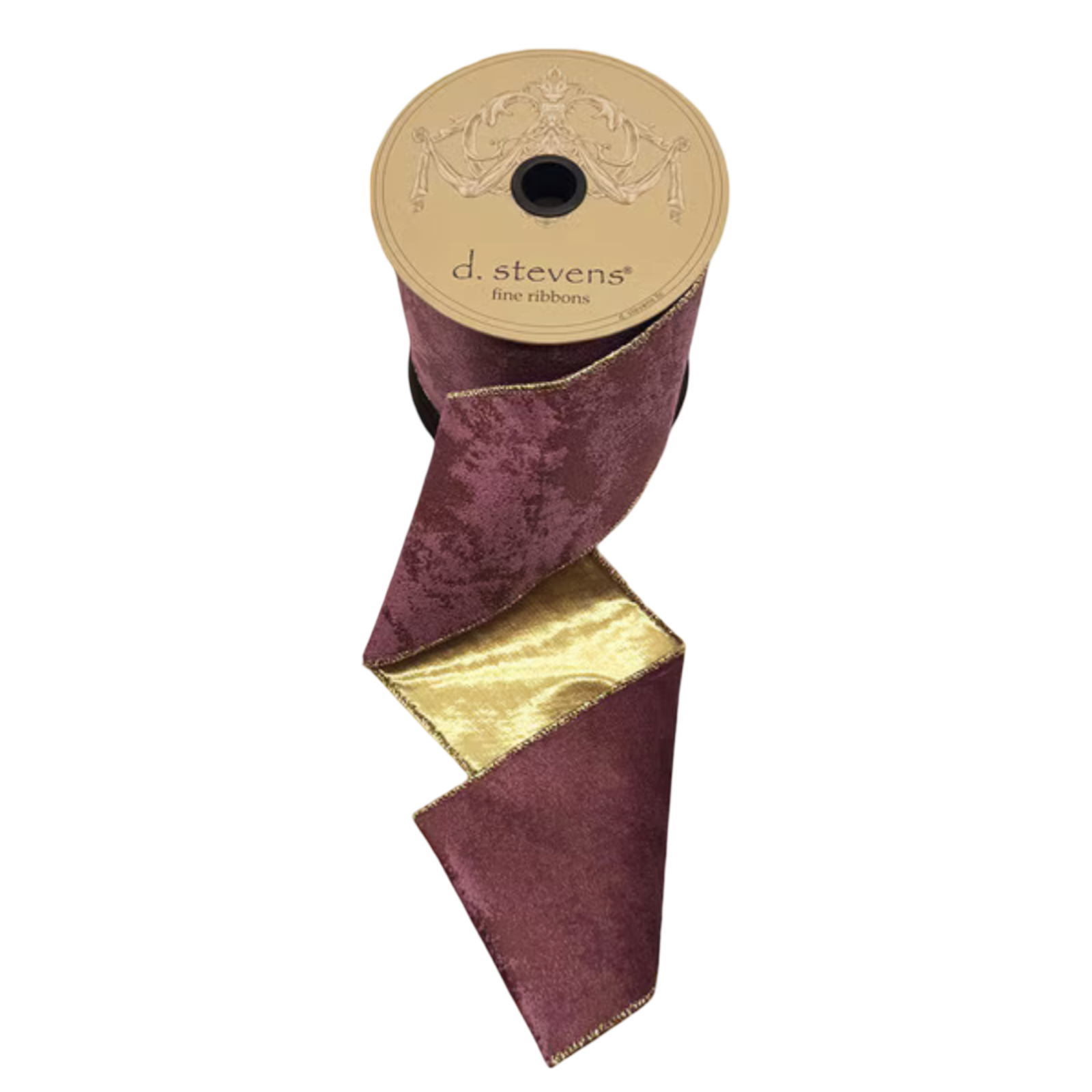 Mulberry Cloud Velvet Ribbon with Metallic Gold Back – 4" x 10 Yards