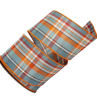 February Plaid Wired Edge Ribbon – Slate, 2.5" x 10 Yards