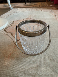 Vintage Godinger Crystal Ice Bucket with Silver Handle