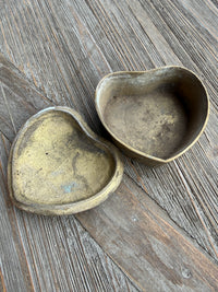 Vintage Brass Heart Trinket Box with “Love” Script Lid | Aged Patina