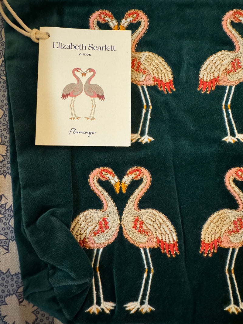 Elizabeth Scarlett London Flamingo Everyday Pouch: Emerald / Velvet