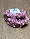 Set of 3 Small Silk Pink Mini Scrunchies