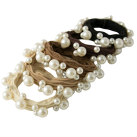 Textured Seamless Pearl Hair Ties (Set of 5): Assorted