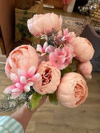 Blooming Peony Silk Bouquet Flowers 18"