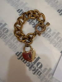 Vintage Juicy Couture Gold Charm Bracelet with Heart Lock