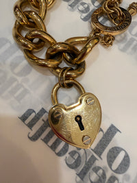 Vintage Juicy Couture Gold Charm Bracelet with Heart Lock