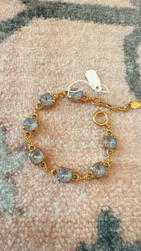 La Vie Allura Bracelet - Light Blue Crystal and Aged Brass