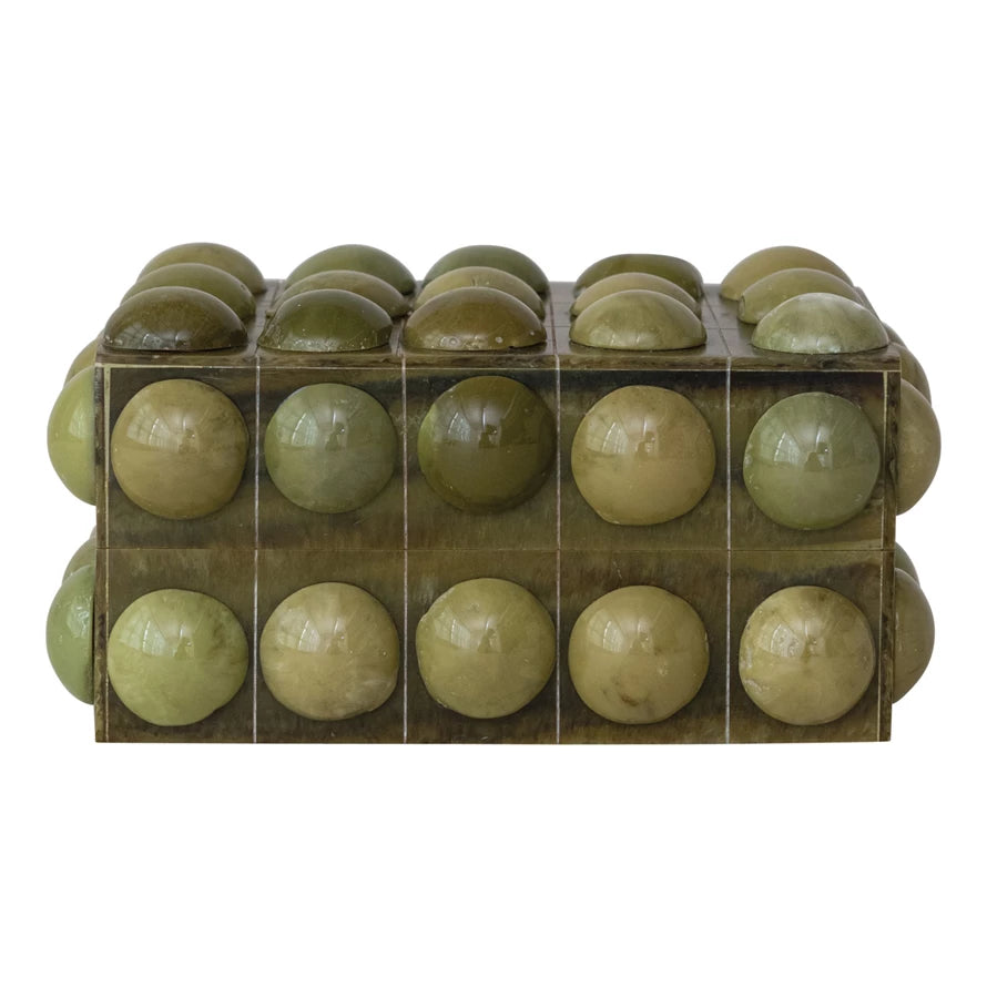 Handmade Marbled Resin Bobbin Box – Green Storage Accent