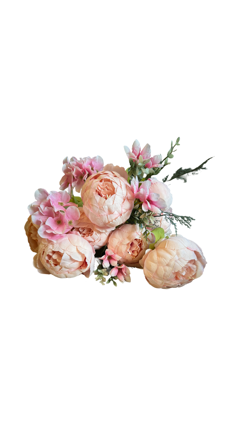 Blooming Peony Silk Bouquet Flowers 18"