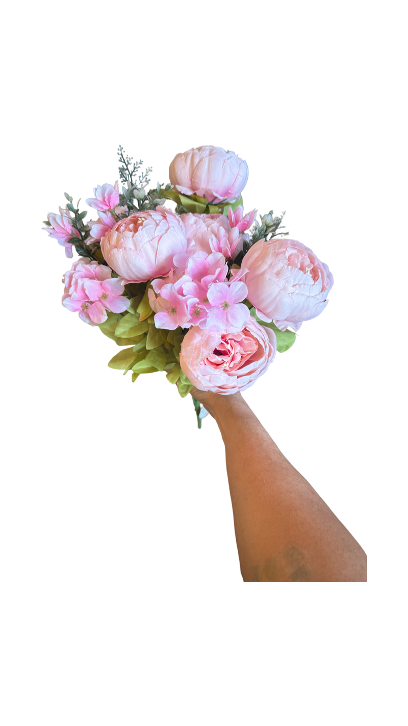 Blooming Peony Silk Bouquet Flowers 18"