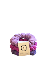 Purples and Pinks Terry Cloth Scrunchie Set