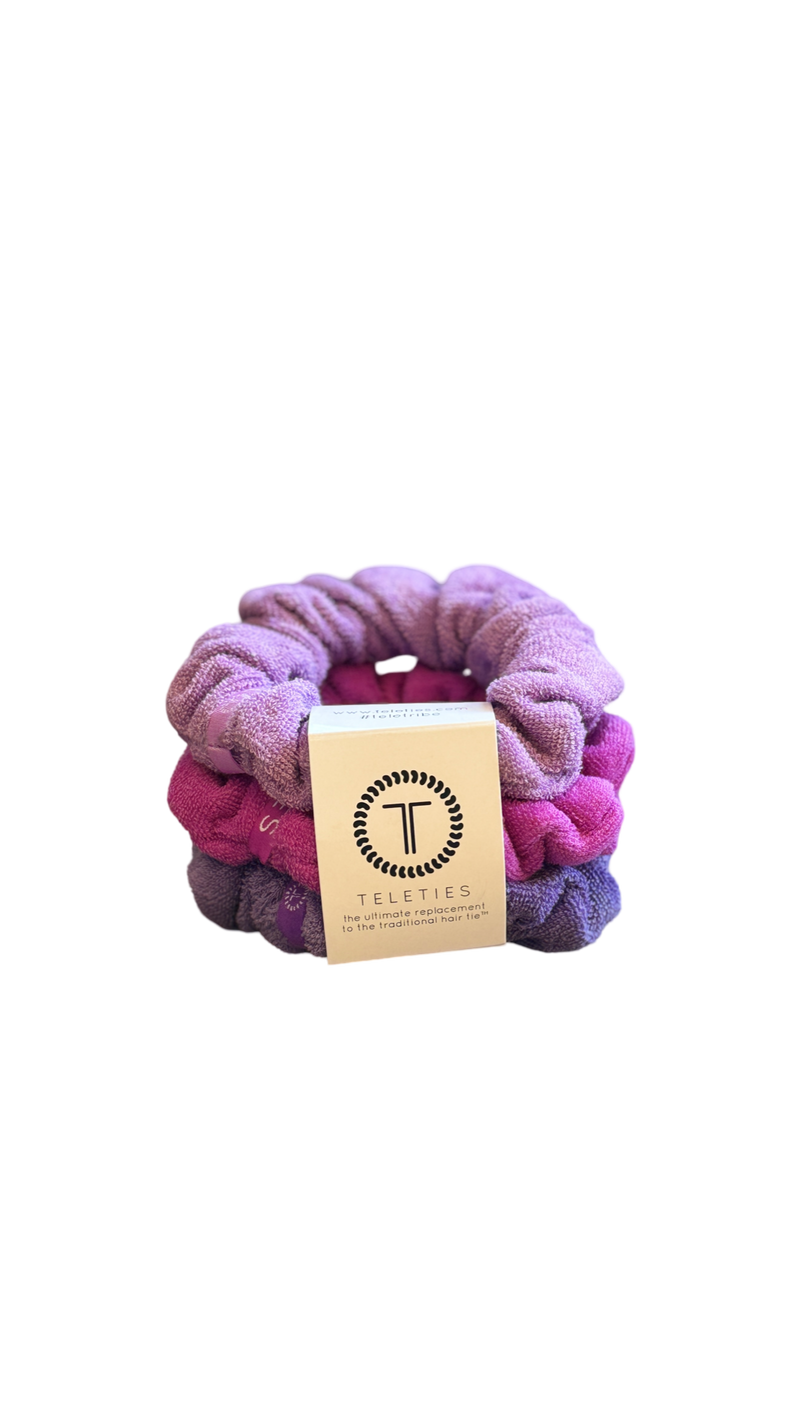 Purples and Pinks Terry Cloth Scrunchie Set