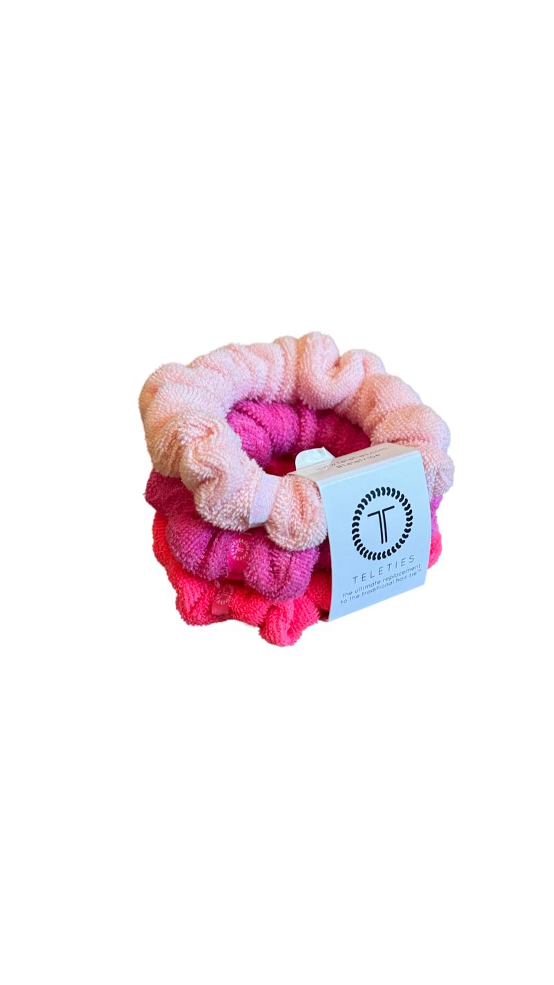 Set of 3 Pink Terry Cloth Scrunchies