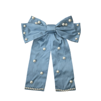 Blue Dupioni and Pearl Bow