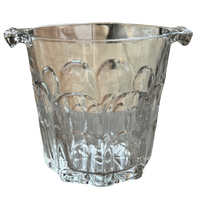 Vintage Clear Glass Ice Bucket with Side Handles