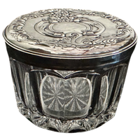 Antique Wallace Sterling Silver Repoussé Lid Cut Glass Vanity Jar