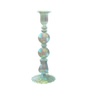 Colorful Egyptian Glass Revival Candlesticks: Big Bone Green