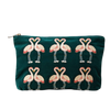 Elizabeth Scarlett London Flamingo Everyday Pouch: Emerald / Velvet