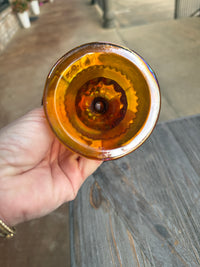 Vintage Amber Carnival Glass Pedestal Bowl