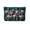 Elizabeth Scarlett London - Flamingos Everyday Pouch: Emerald / Velvet