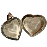 Vintage Sterling Silver Engraved Puffy Heart Locket Pendant