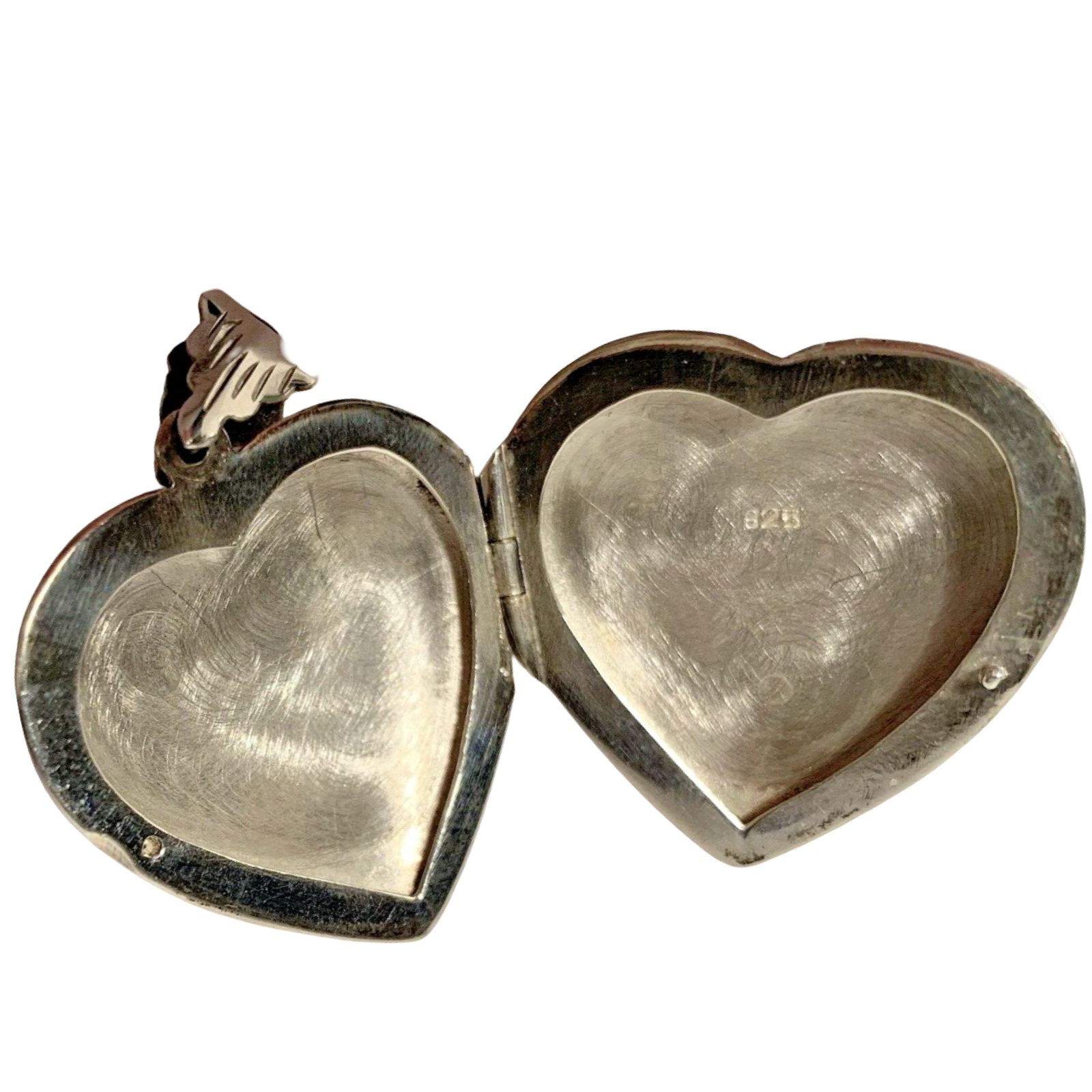 Vintage Sterling Silver Engraved Puffy Heart Locket Pendant