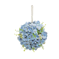 Hydrangea Orb With String, 6", Blue/green