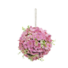 Hydrangea Orb With String, 6", Fuchsia/green