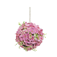 Hydrangea Orb With String, 6", Fuchsia/green